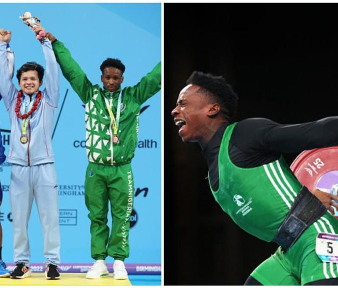 Weightlifter Umoafia wins bronze medal. Picture on InfoNewsUpdates